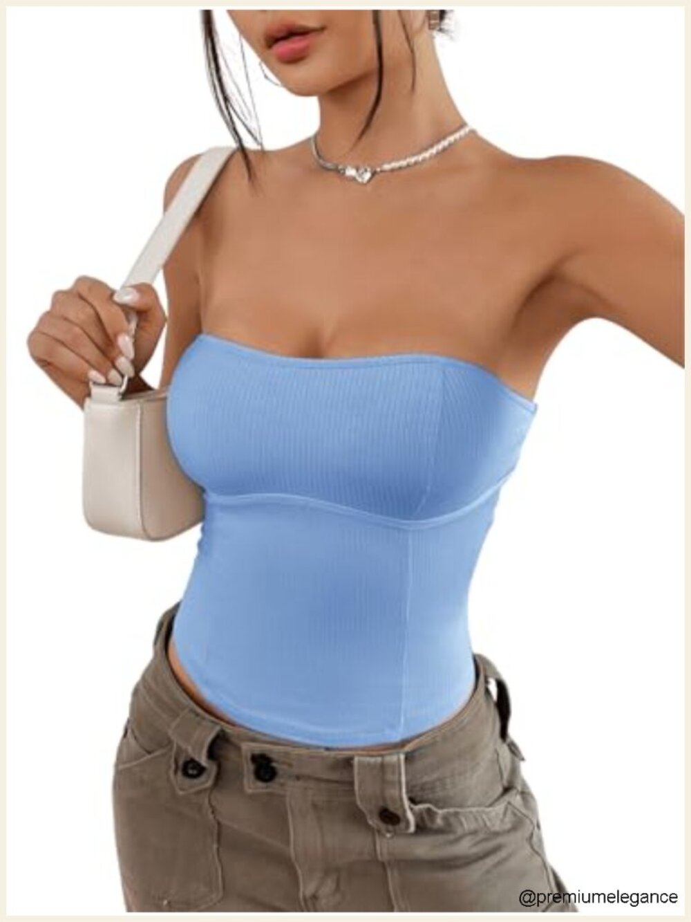 Strapless Ribbed Knit Tube Top Sleeveless Y2K Crop Top Stretchy